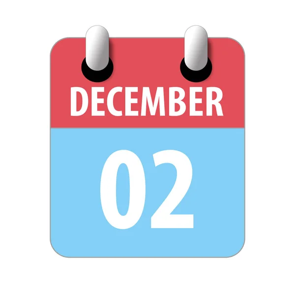 12月2日 第2天,简单的日历图标在白色背景上. 规划。 时间管理。 一组用于网页设计的日历图标。 冬季月、年月日概念 — 图库照片