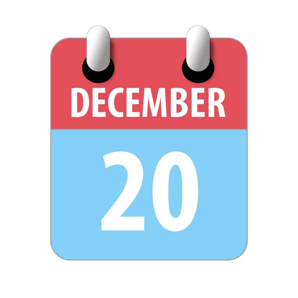 20 de diciembre. Día 20 del mes, icono de calendario simple sobre fondo blanco. Planeando. Gestión del tiempo. Conjunto de iconos de calendario para el diseño web. invierno mes, día del año concepto — Foto de Stock