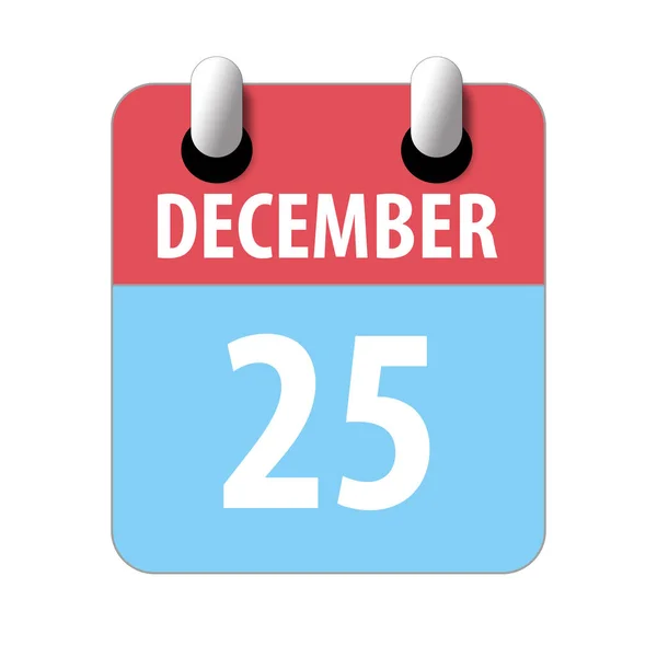 12月25日 第25天,简单的日历图标在白色背景上. 规划。 时间管理。 一组用于网页设计的日历图标。 冬季月、年月日概念 — 图库照片