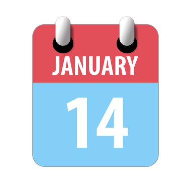 14 Ocak 'ta. Ayın 14 'ünde, beyaz arka planda basit takvim simgesi. Planlama. Zaman yönetimi. Web tasarımı için takvim simgeleri. Kış ayı, yılın günü konsepti.