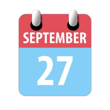 27 Eylül 'de. Ayın 27 'si, beyaz arkaplanda basit takvim simgesi. Planlama. Zaman yönetimi. Web tasarımı için takvim simgeleri. Sonbahar ayı, yılın günü konsepti.