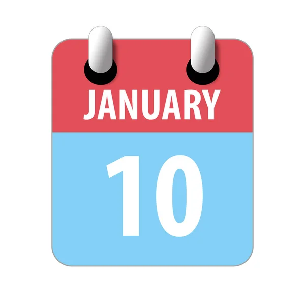 Le 10 janvier. Jour 10 du mois, Icône calendrier simple sur fond blanc. Planifier. Gestion du temps. Ensemble d'icônes de calendrier pour la conception web. mois d'hiver, concept de jour de l'année — Photo