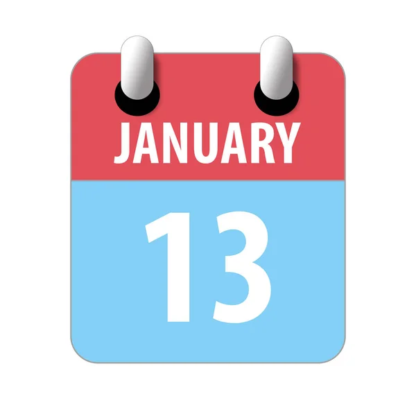 Január 13. A hónap 13. napja, Egyszerű naptár ikon fehér háttérrel. Tervezek. Időgazdálkodás. Naptárikonok webdizájnhoz. téli hónap, az év napja koncepció — Stock Fotó