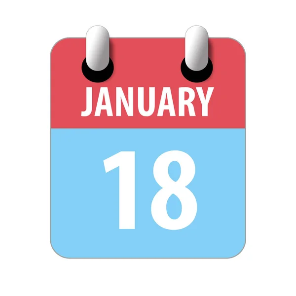 1 월 18 일. 18 일째, 흰색 배경에 간단 한 달력 아이콘 이 있습니다. 계획. 시간 관리. 웹 디자인을 위한 달력 아이콘들의 집합입니다. 겨울의 달 일 년의 개념 — 스톡 사진