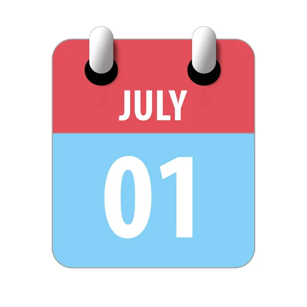 1 июля. День 1 месяца, Простой значок календаря на белом фоне. Планирование. Управление временем. Набор иконок календаря для веб-дизайна. летний месяц, день года концепции — стоковое фото