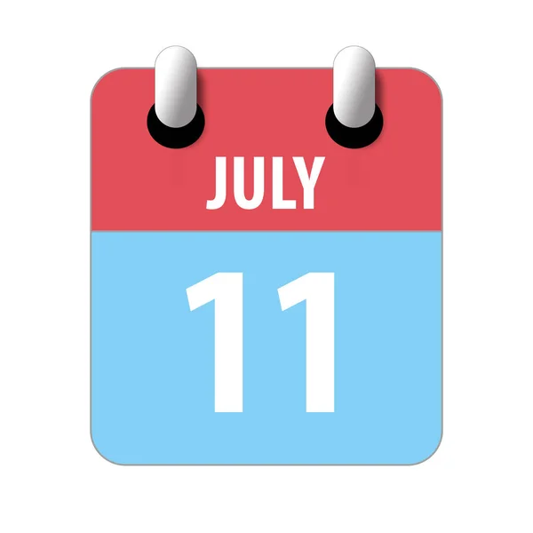 Le 11 juillet. Jour 11 du mois, Icône calendrier simple sur fond blanc. Planifier. Gestion du temps. Ensemble d'icônes de calendrier pour la conception web. mois d'été, concept de jour de l'année — Photo