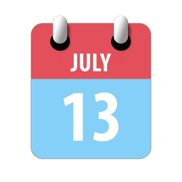 Július 13. A hónap 13. napja, Egyszerű naptár ikon fehér háttérrel. Tervezek. Időgazdálkodás. Naptárikonok webdizájnhoz. nyári hónap, az év napja koncepció — Stock Fotó