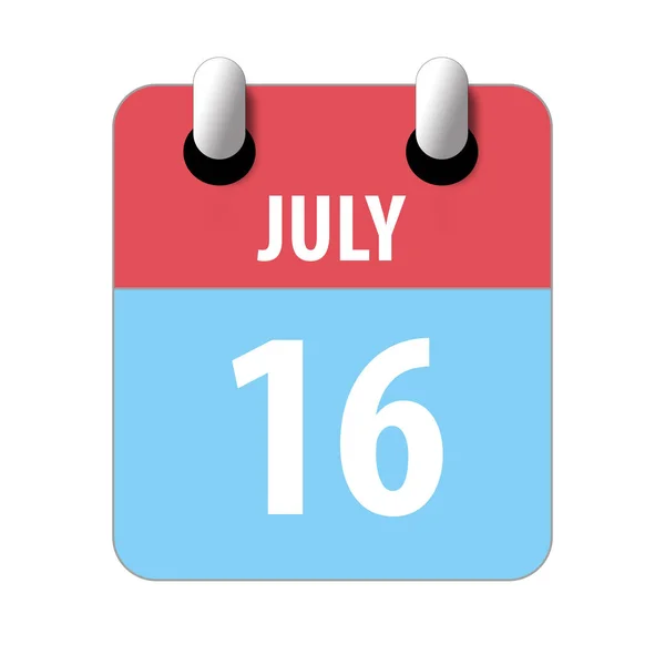 16 juli. Dag 16 van de maand, Eenvoudige kalender pictogram op witte achtergrond. Plannen. Tijdmanagement. Set kalenderpictogrammen voor webdesign. zomermaand, dag van het jaar concept — Stockfoto