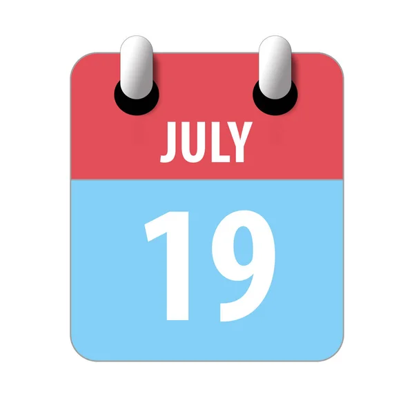 Le 19 juillet. Jour 19 du mois, icône de calendrier simple sur fond blanc. Planifier. Gestion du temps. Ensemble d'icônes de calendrier pour la conception web. mois d'été, concept de jour de l'année — Photo