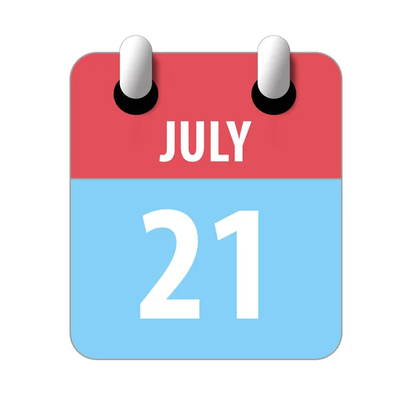 21. července. 20. den v měsíci, Jednoduchá ikona kalendáře na bílém pozadí. Plánování. Řízení času. Sada ikon kalendáře pro web design. letní měsíc, den koncepce roku — Stock fotografie