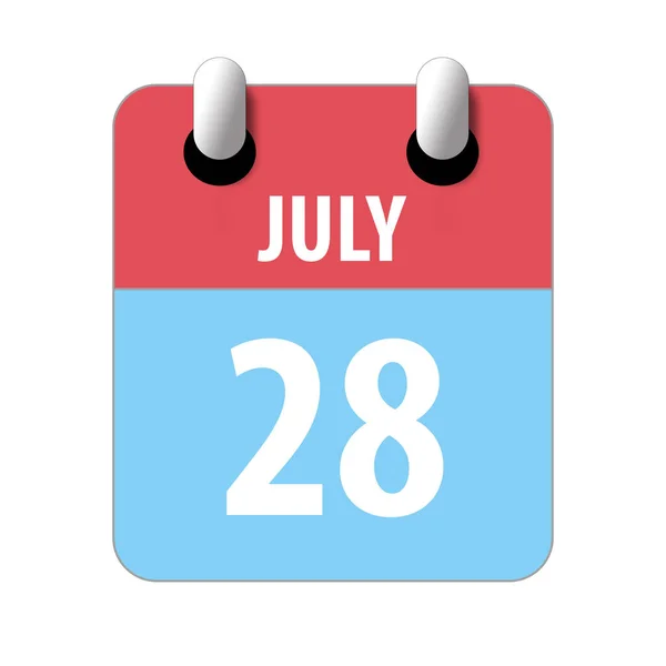 28 Ιουλίου. Ημέρα 28 του μήνα, Απλό εικονίδιο ημερολογίου σε λευκό φόντο. Σχεδιάζω. Διαχείριση χρόνου. Σύνολο εικονιδίων ημερολογίου για σχεδιασμό ιστοσελίδων. καλοκαίρι μήνα, ημέρα του έτους έννοια — Φωτογραφία Αρχείου