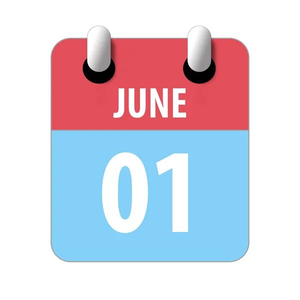 1er juin. Jour 1 du mois, icône de calendrier simple sur fond blanc. Planifier. Gestion du temps. Ensemble d'icônes de calendrier pour la conception web. mois d'été, concept de jour de l'année — Photo