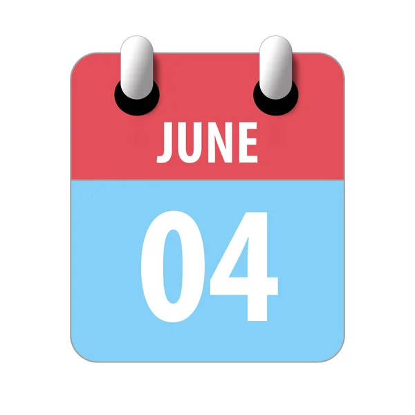 4 июня. День 4 месяца, Простой значок календаря на белом фоне. Планирование. Управление временем. Набор иконок календаря для веб-дизайна. летний месяц, день года концепции — стоковое фото