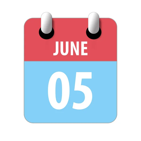 5 июня. День 5 месяца, Простой значок календаря на белом фоне. Планирование. Управление временем. Набор иконок календаря для веб-дизайна. летний месяц, день года концепции — стоковое фото