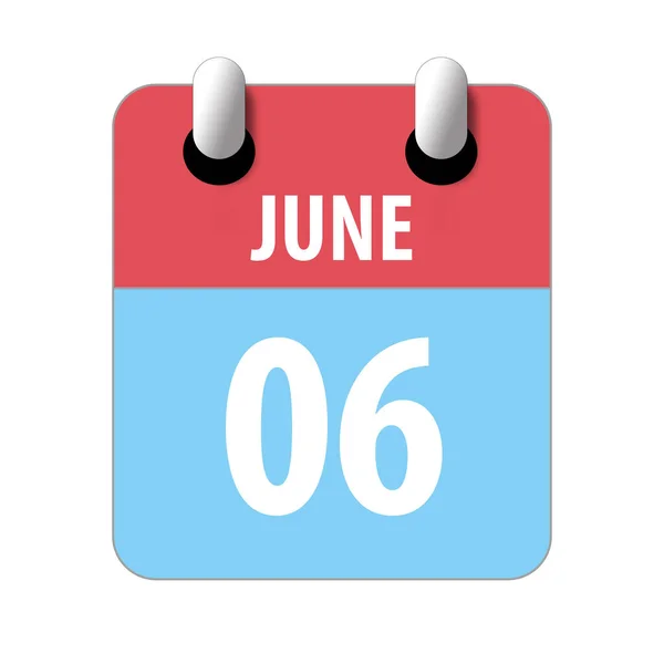 6 июня. День 6 месяца, Простой значок календаря на белом фоне. Планирование. Управление временем. Набор иконок календаря для веб-дизайна. летний месяц, день года концепции — стоковое фото