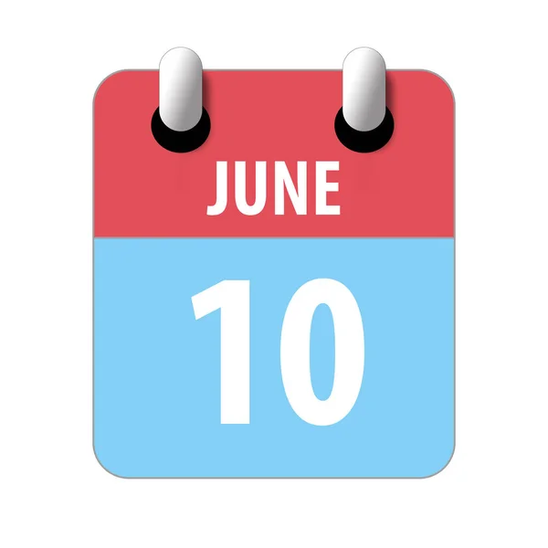 10 июня. День 10 месяца, Простой значок календаря на белом фоне. Планирование. Управление временем. Набор иконок календаря для веб-дизайна. летний месяц, день года концепции — стоковое фото
