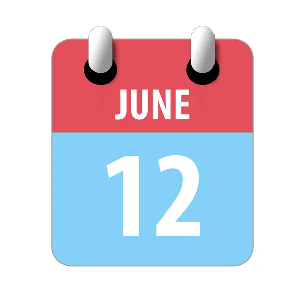 Június 12. Nap 12 hónap, Egyszerű naptár ikon fehér háttér. Tervezek. Időgazdálkodás. Naptárikonok webdizájnhoz. nyári hónap, az év napja koncepció — Stock Fotó