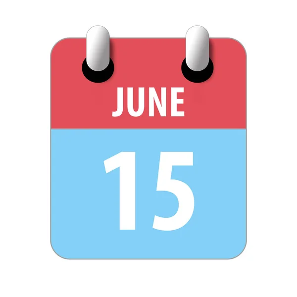 Június 15. Nap 15 hónap, Egyszerű naptár ikon fehér háttér. Tervezek. Időgazdálkodás. Naptárikonok webdizájnhoz. nyári hónap, az év napja koncepció — Stock Fotó