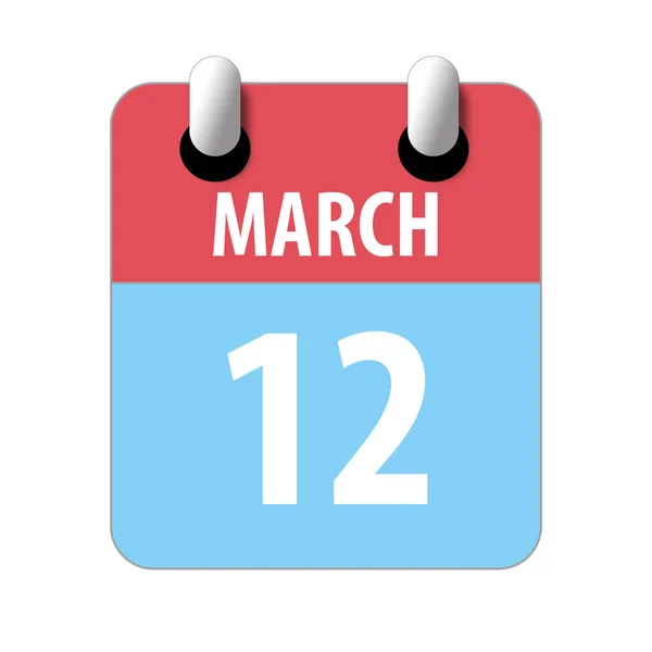 12 de marzo. Día 12 del mes, icono de calendario simple sobre fondo blanco. Planeando. Gestión del tiempo. Conjunto de iconos de calendario para el diseño web. mes de primavera, concepto del día del año — Foto de Stock