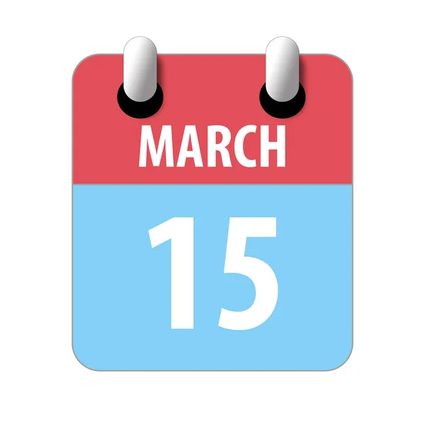 Le 15 mars. Jour 15 du mois, Icône calendrier simple sur fond blanc. Planifier. Gestion du temps. Ensemble d'icônes de calendrier pour la conception web. printemps mois, jour de l'année concept — Photo