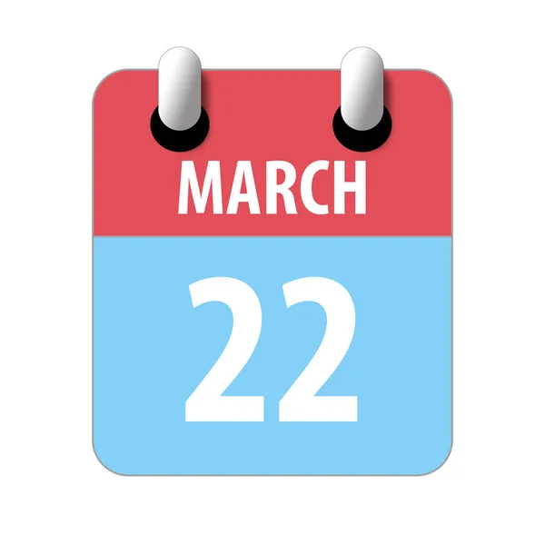 22 maart. Dag 22 van de maand, Eenvoudige kalender pictogram op witte achtergrond. Plannen. Tijdmanagement. Set kalenderpictogrammen voor webdesign. voorjaarsmaand, dag van het jaarconcept — Stockfoto