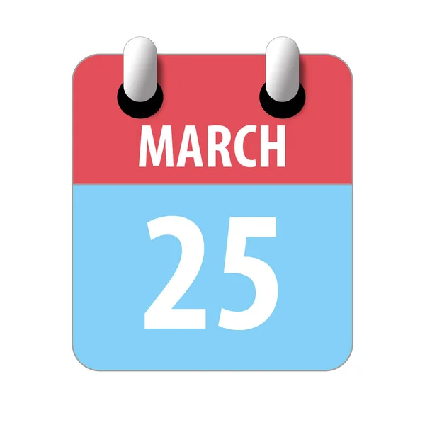 Den 25:e mars. Dag 25 i månaden, Enkel kalender ikon på vit bakgrund. Planerar. Tidsplanering. Uppsättning av kalenderikoner för webbdesign. Vårmånad, årets dag-koncept — Stockfoto