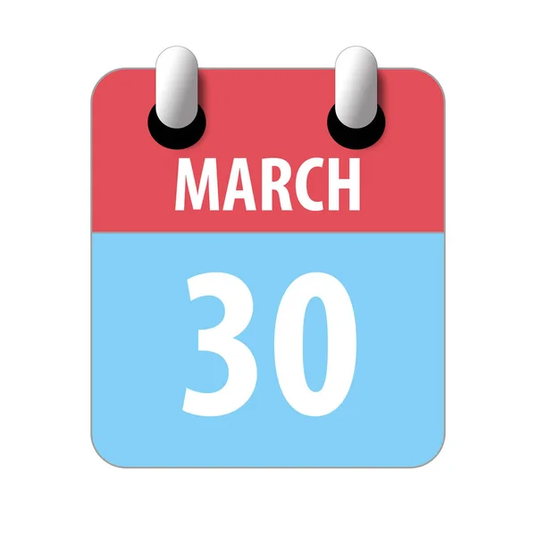 30 de marzo. Día 30 del mes, icono de calendario simple sobre fondo blanco. Planeando. Gestión del tiempo. Conjunto de iconos de calendario para el diseño web. mes de primavera, concepto del día del año — Foto de Stock