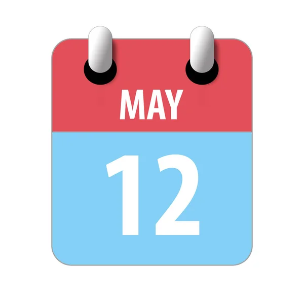 12 de mayo. Día 12 del mes, icono de calendario simple sobre fondo blanco. Planeando. Gestión del tiempo. Conjunto de iconos de calendario para el diseño web. mes de primavera, concepto del día del año —  Fotos de Stock