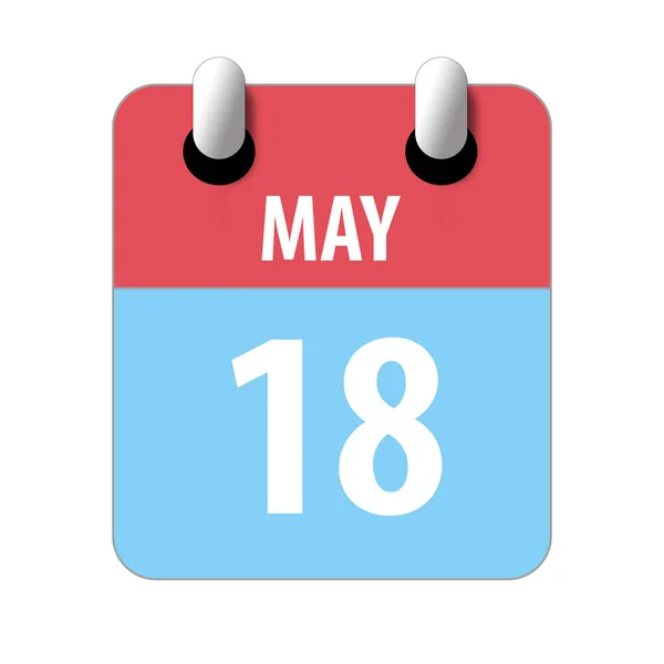 18 de mayo. Día 18 del mes, icono de calendario simple sobre fondo blanco. Planeando. Gestión del tiempo. Conjunto de iconos de calendario para el diseño web. mes de primavera, concepto del día del año — Foto de Stock