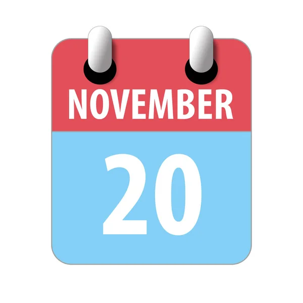 20. November. Tag 20 des Monats, einfaches Kalendersymbol auf weißem Hintergrund. Planung. Zeitmanagement. Reihe von Kalendersymbolen für Webdesign. Herbstmonat, Tag des Jahres — Stockfoto