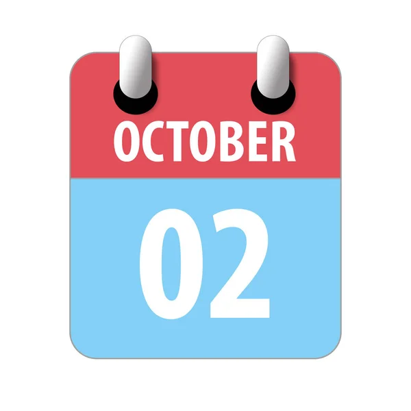 2. října. Den 2 v měsíci, Jednoduchá ikona kalendáře na bílém pozadí. Plánování. Řízení času. Sada ikon kalendáře pro web design. podzimní měsíc, den koncepce roku — Stock fotografie