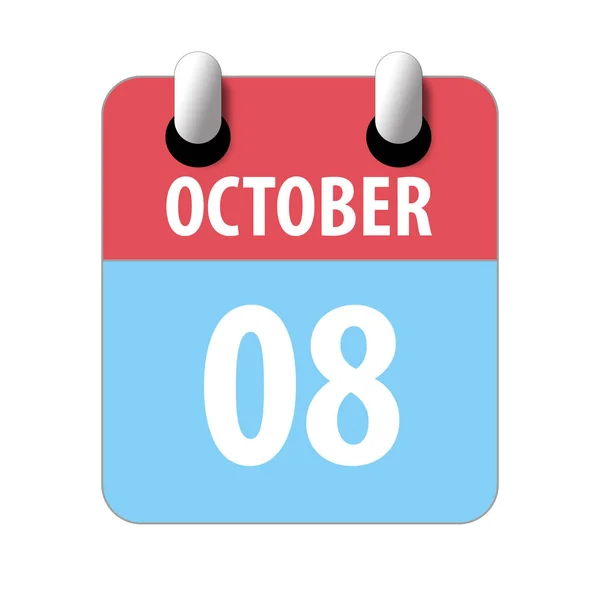 Le 8 octobre. Jour 8 du mois, icône de calendrier simple sur fond blanc. Planifier. Gestion du temps. Ensemble d'icônes de calendrier pour la conception web. mois d'automne, concept de jour de l'année — Photo