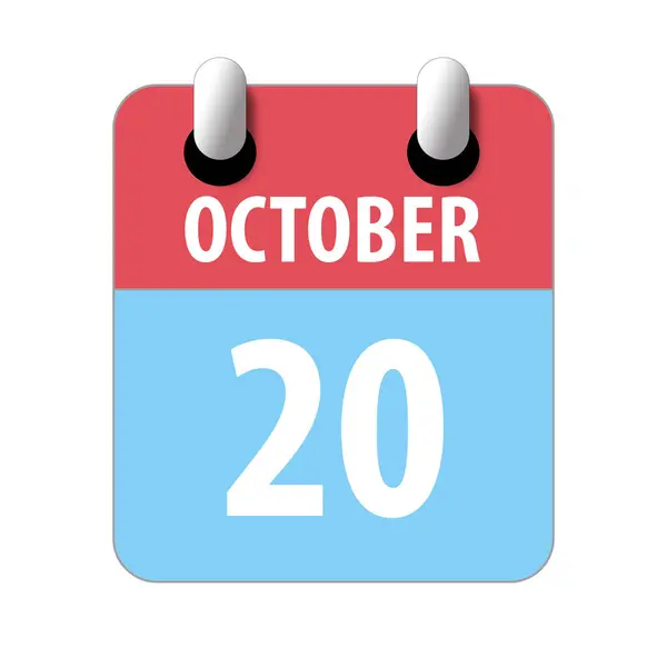 20 octobre. Jour 20 du mois, Icône de calendrier simple sur fond blanc. Planifier. Gestion du temps. Ensemble d'icônes de calendrier pour la conception web. mois d'automne, concept de jour de l'année — Photo