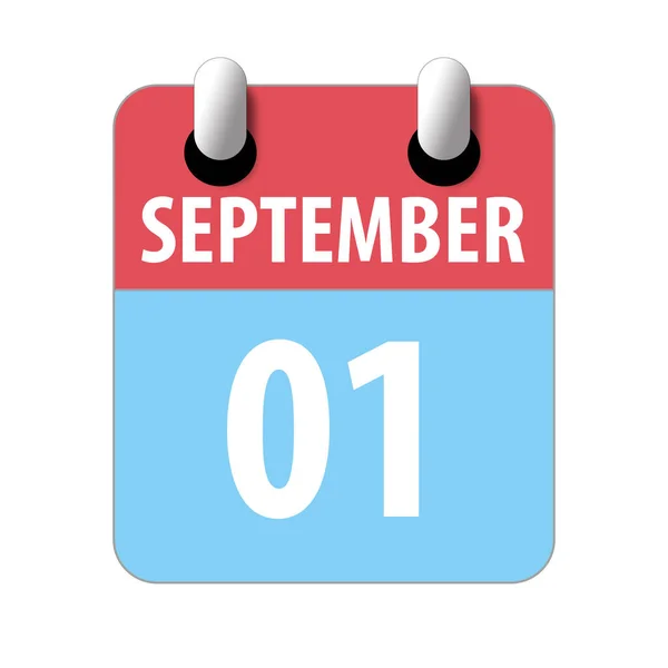 1. září. 1. den v měsíci, Jednoduchá ikona kalendáře na bílém pozadí. Plánování. Řízení času. Sada ikon kalendáře pro web design. podzimní měsíc, den koncepce roku — Stock fotografie