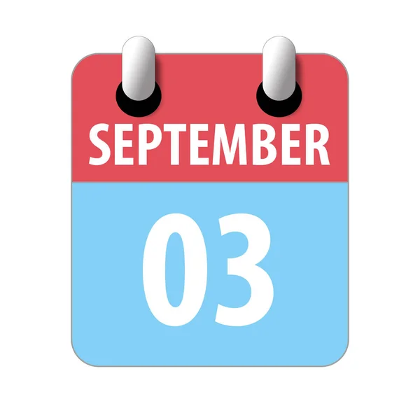 Le 3 septembre. Jour 3 du mois, icône de calendrier simple sur fond blanc. Planifier. Gestion du temps. Ensemble d'icônes de calendrier pour la conception web. mois d'automne, concept de jour de l'année — Photo