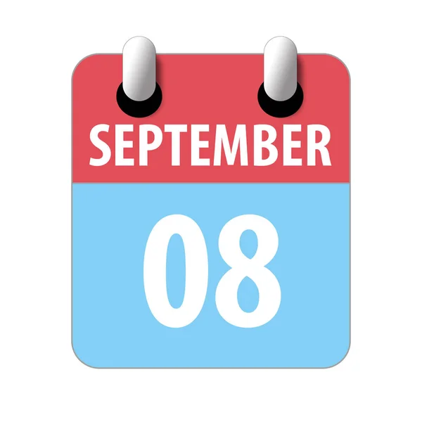 8 вересня. День 8 місяця, Проста піктограма календаря на білому тлі. Планування. Управління часом. Набір піктограм календаря для веб-дизайну. осінній місяць, день року концепція — стокове фото