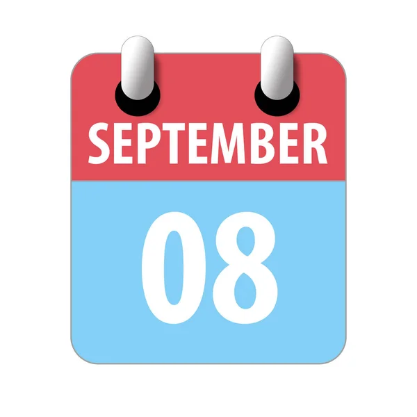 8 de septiembre. Día 8 del mes, icono de calendario simple sobre fondo blanco. Planeando. Gestión del tiempo. Conjunto de iconos de calendario para el diseño web. otoño mes, día del año concepto — Foto de Stock