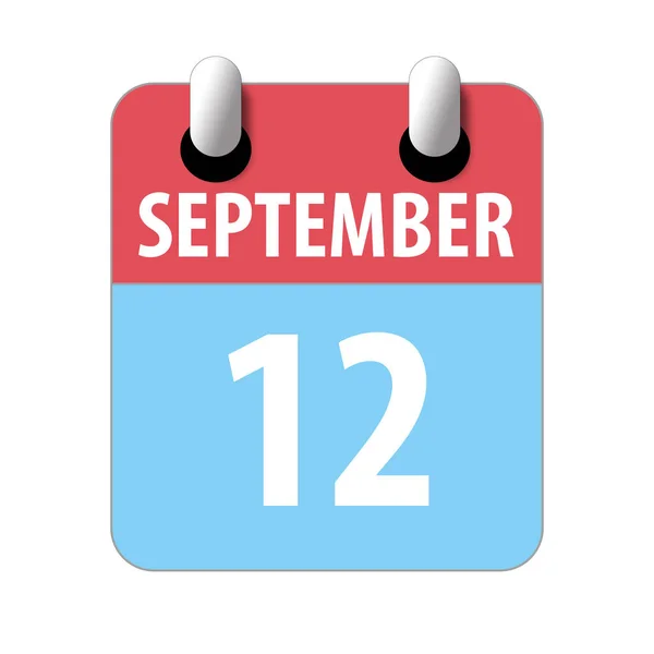 Le 12 septembre. Jour 12 du mois, Icône calendrier simple sur fond blanc. Planifier. Gestion du temps. Ensemble d'icônes de calendrier pour la conception web. mois d'automne, concept de jour de l'année — Photo