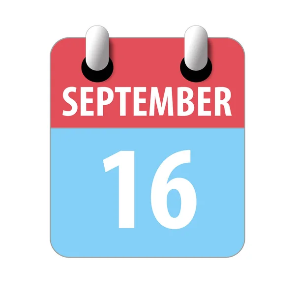 16. září. 16. den v měsíci, Jednoduchá ikona kalendáře na bílém pozadí. Plánování. Řízení času. Sada ikon kalendáře pro web design. podzimní měsíc, den koncepce roku — Stock fotografie