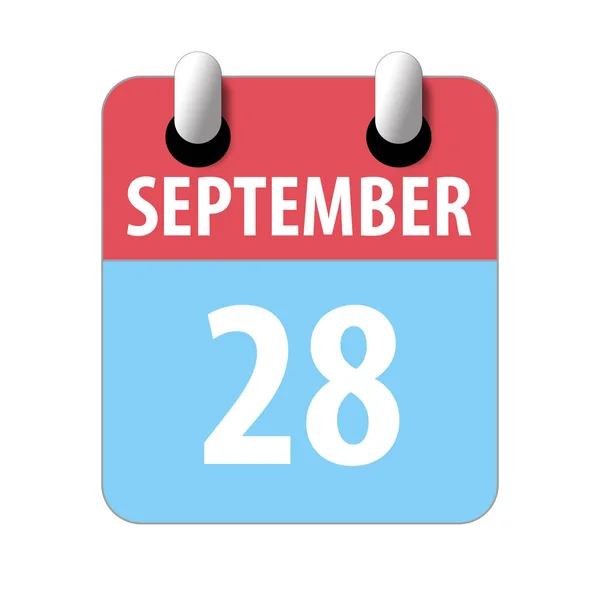 28. září. 28. den v měsíci, Jednoduchá ikona kalendáře na bílém pozadí. Plánování. Řízení času. Sada ikon kalendáře pro web design. podzimní měsíc, den koncepce roku — Stock fotografie