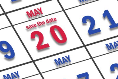 20 Mayıs. Ayın 20 'si, Tarihi Takvime Kaydet. Bahar ayı, yılın günü konsepti..