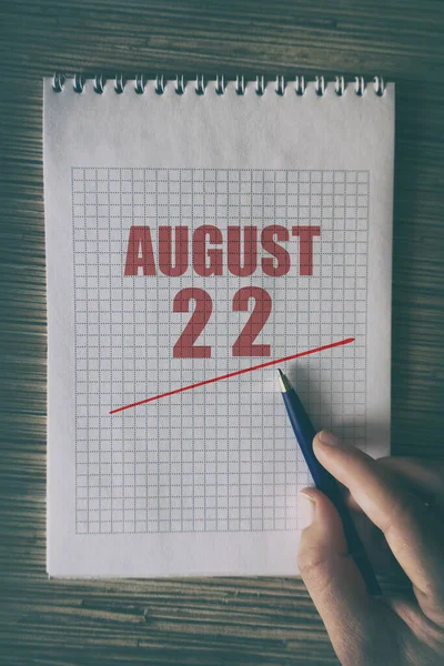 August Tag Des Monats Nahaufnahme Menschlicher Hand Mit Stift Auf — Stockfoto