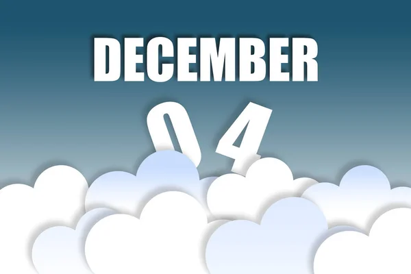 12月4日 4日目月 月の名前と日付は ふわふわの雲と美しい青空の背景に空中に浮かんでいます 冬の月 その年のコンセプトの日 — ストック写真
