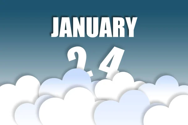 1月24日月24日 月的名称和日期在美丽的蓝天背景上飘扬着蓬松的云彩 冬季月 年月日概念 — 图库照片