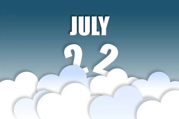 7月22日 月の22日 月の名前と日付は ふわふわの雲と美しい青空の背景に空中に浮かんでいます 夏の月 今年のコンセプトの日 — ストック写真