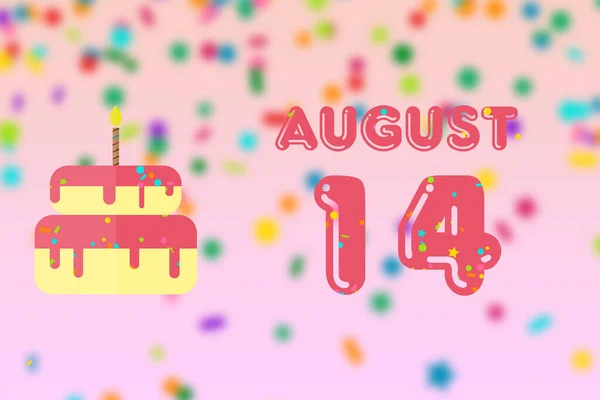 8月14日 月の14日 誕生日と誕生日ケーキの日と誕生日の挨拶カード 夏の月 今年のコンセプトの日 — ストック写真