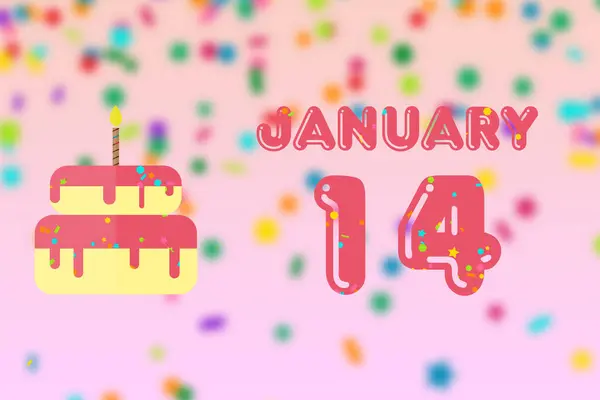 Janeiro Dia Mês Cartão Aniversário Com Data Nascimento Bolo Aniversário — Fotografia de Stock