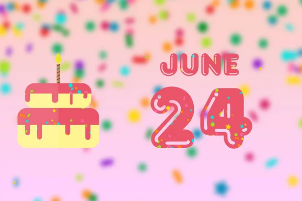 Juni Dag Van Maand Verjaardagskaart Met Geboortedatum Verjaardagstaart Zomermaand Dag — Stockfoto