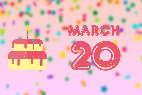 Marzo Giorno Del Mese Biglietto Auguri Compleanno Con Data Nascita — Foto Stock