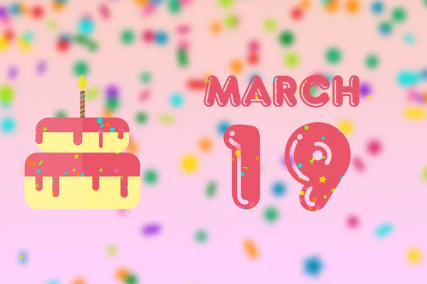 März Tag Des Monats Geburtstagsgrußkarte Mit Geburtsdatum Und Geburtstagstorte Frühlingsmonat — Stockfoto